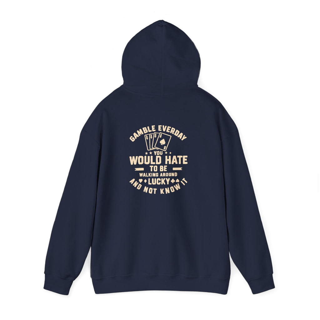 Shark & Cards Hoodie — Pro-Fish Designs “Gamble Everyday” Graphic Hooded Sweatshirt