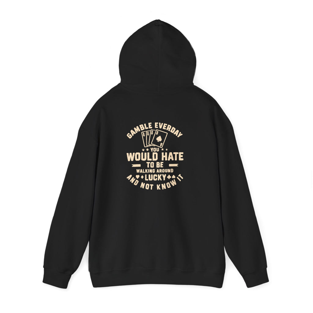 Shark & Cards Hoodie — Pro-Fish Designs “Gamble Everyday” Graphic Hooded Sweatshirt