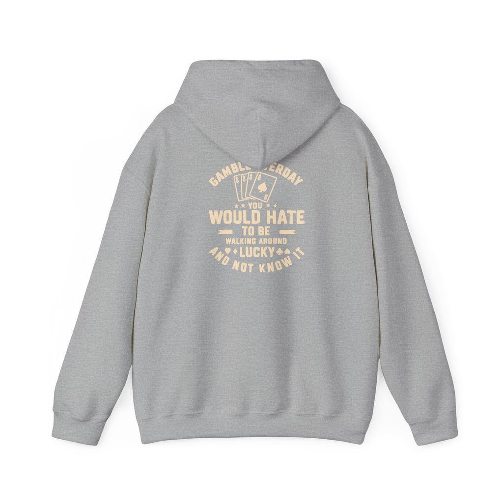 Shark & Cards Hoodie — Pro-Fish Designs “Gamble Everyday” Graphic Hooded Sweatshirt
