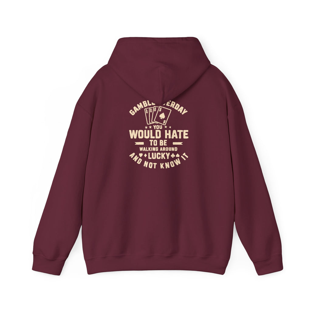 Shark & Cards Hoodie — Pro-Fish Designs “Gamble Everyday” Graphic Hooded Sweatshirt