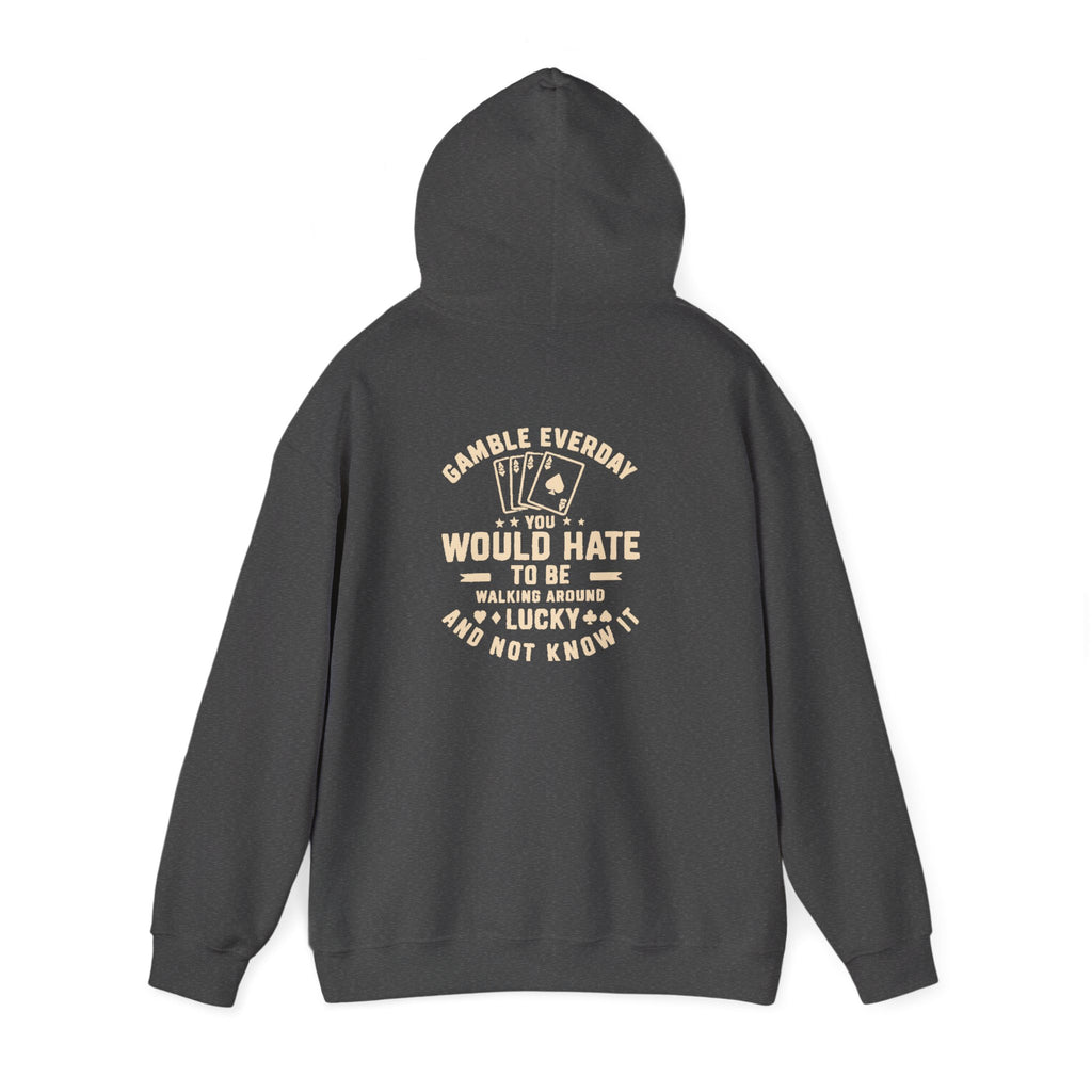 Shark & Cards Hoodie — Pro-Fish Designs “Gamble Everyday” Graphic Hooded Sweatshirt