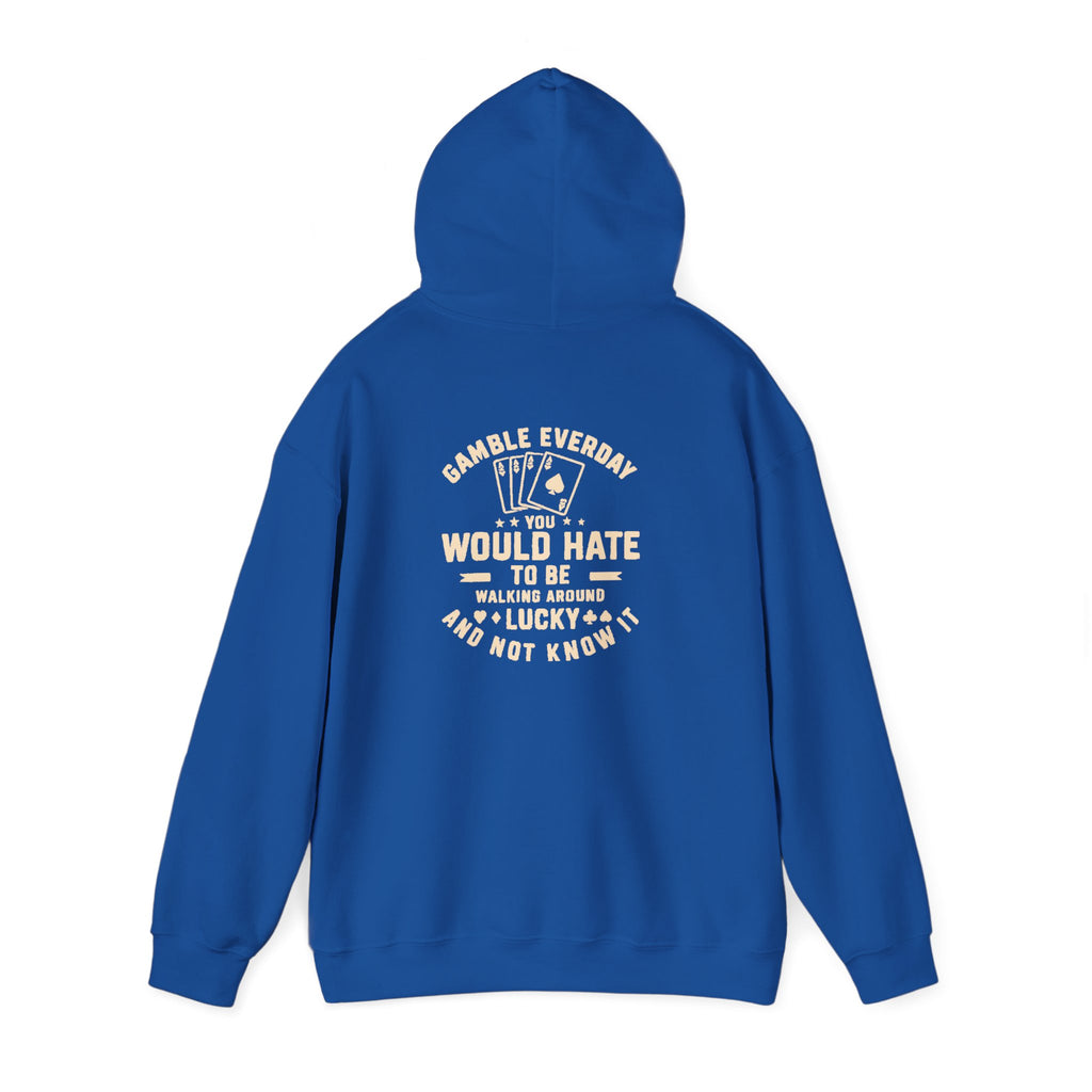 Shark & Cards Hoodie — Pro-Fish Designs “Gamble Everyday” Graphic Hooded Sweatshirt
